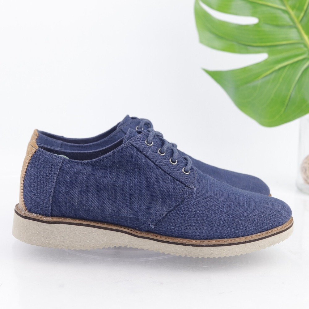TOMS Mens Ivan Oxford Sneakers Size 7 Blue Canvas Gum Sole Shoes Summer Casual
